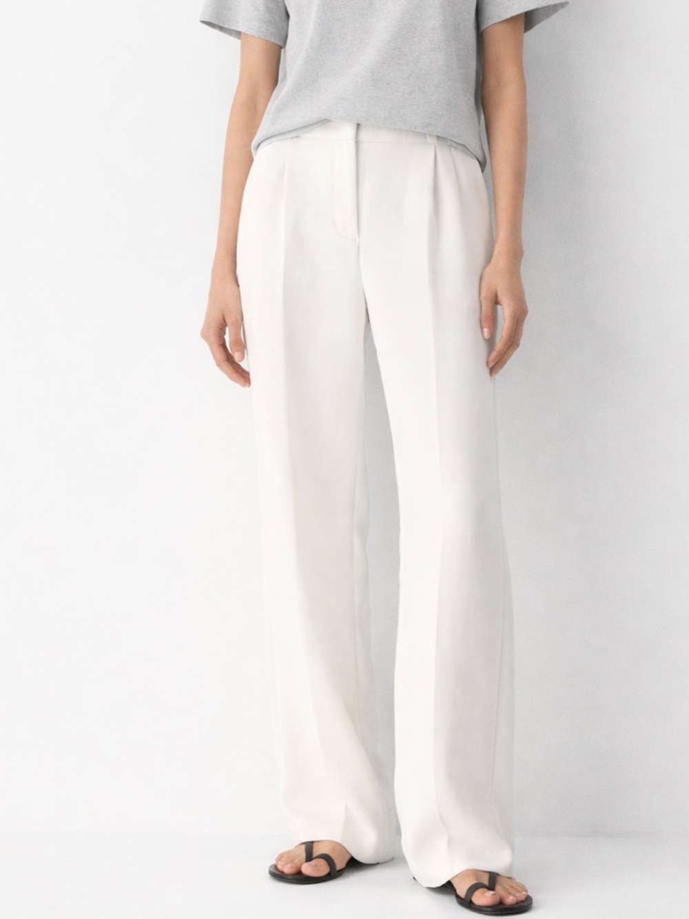 Wilfred Aritzia Cream Wide Leg Effortless Pants | High Rise Tailored| Size 14